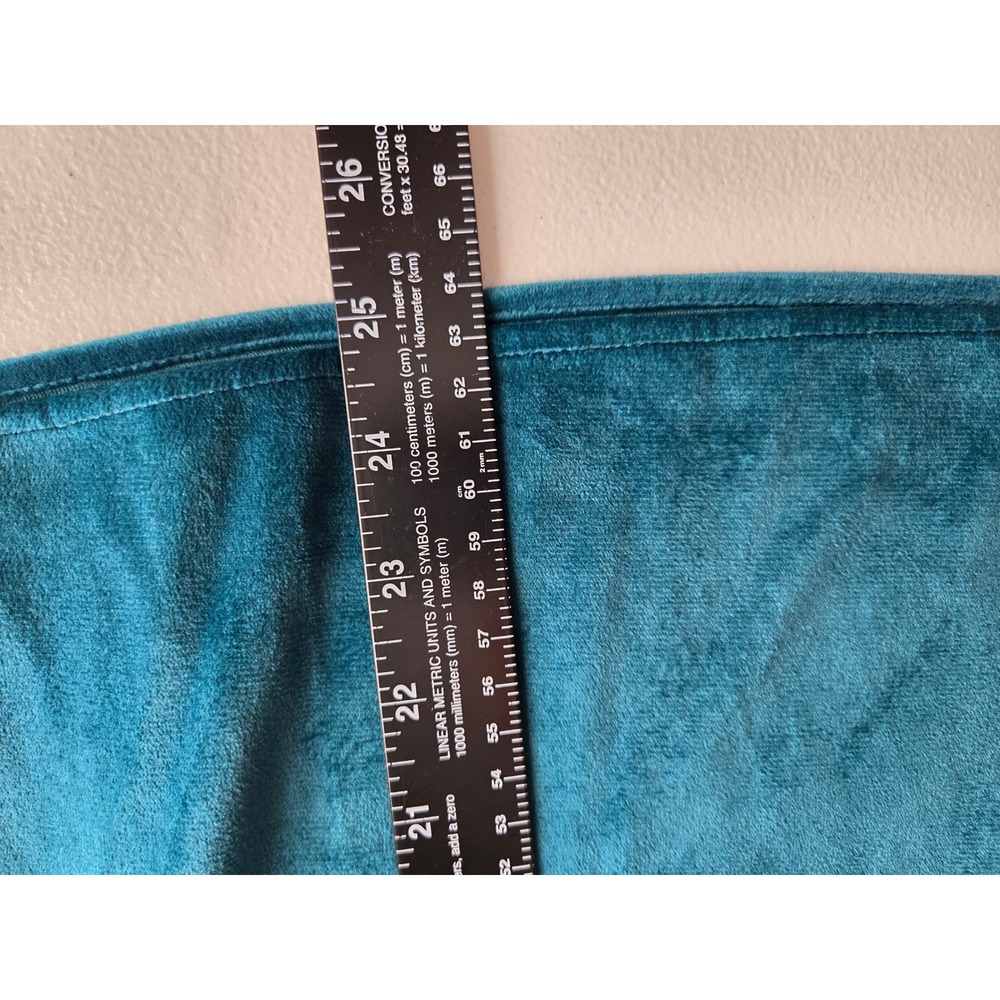 Cato Teal Velvet Ruffle Tiered Bell Sleeve Blouse Tassel Tie V-Neck Top Large - Picture 7 of 7